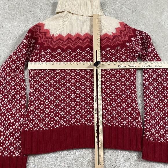 American Eagle Sweater Womens M Red Turtleneck Fair Isle Wool Mohair Ombre - Picture 5 of 8